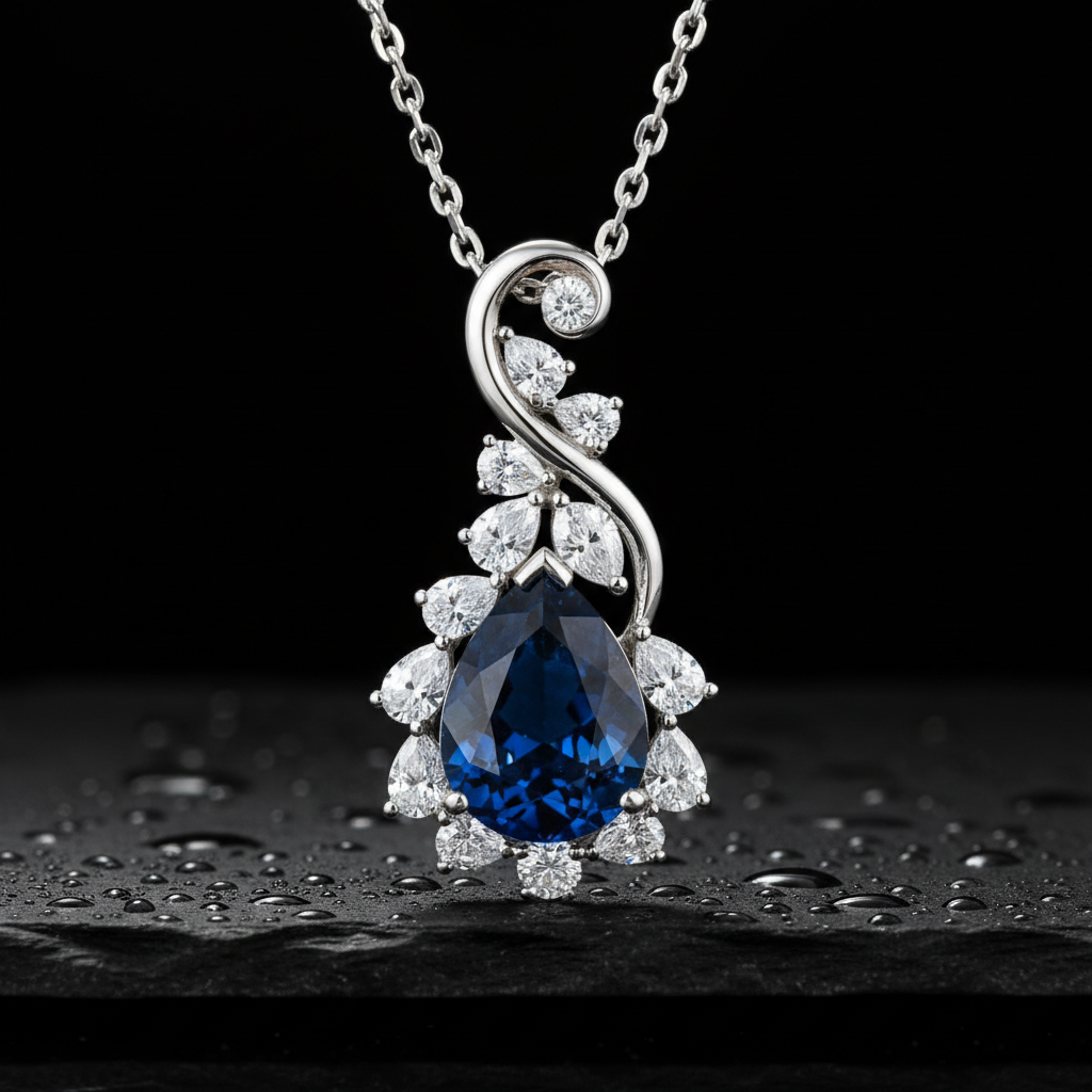 Pingente Safira Lágrima