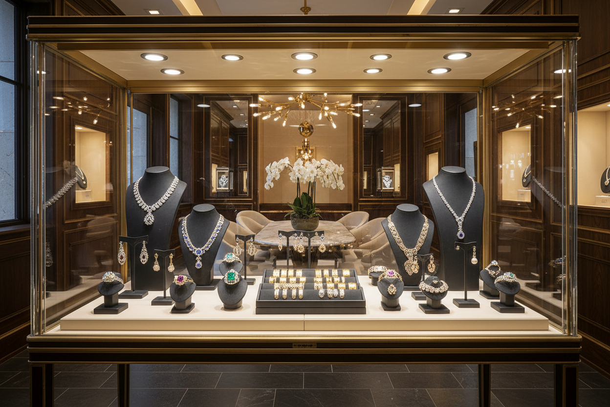 Vitrine de joalheria luxuosa